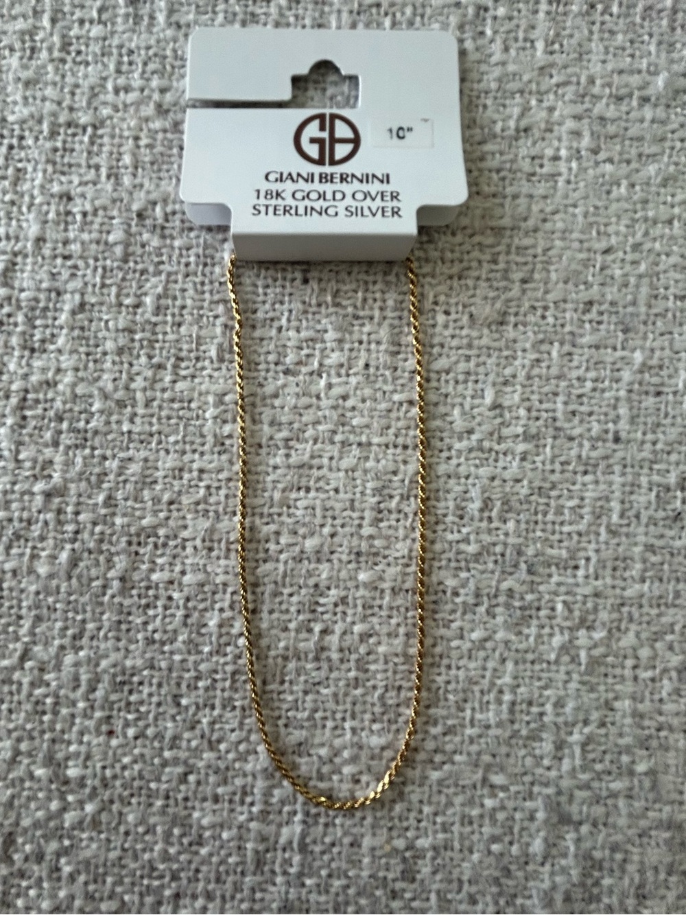 Giani Bernini 10” 18K Gold Over Sterling Silver Twisted Rope Ankle Bracelet